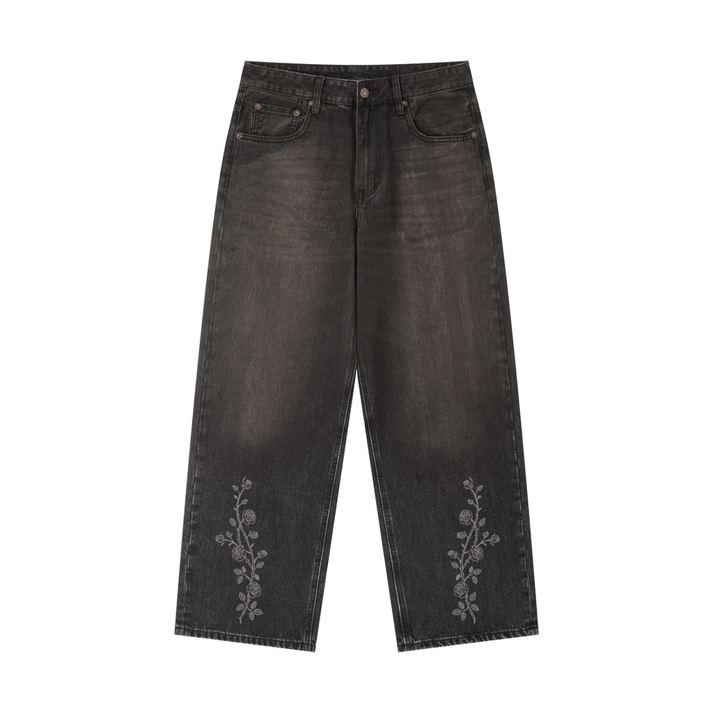 Rose Vines Wid-Leg Jeans