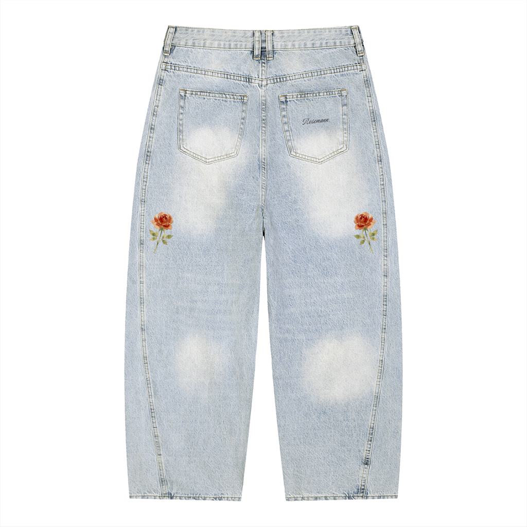 Twin Roses Barrel Leg Jeans