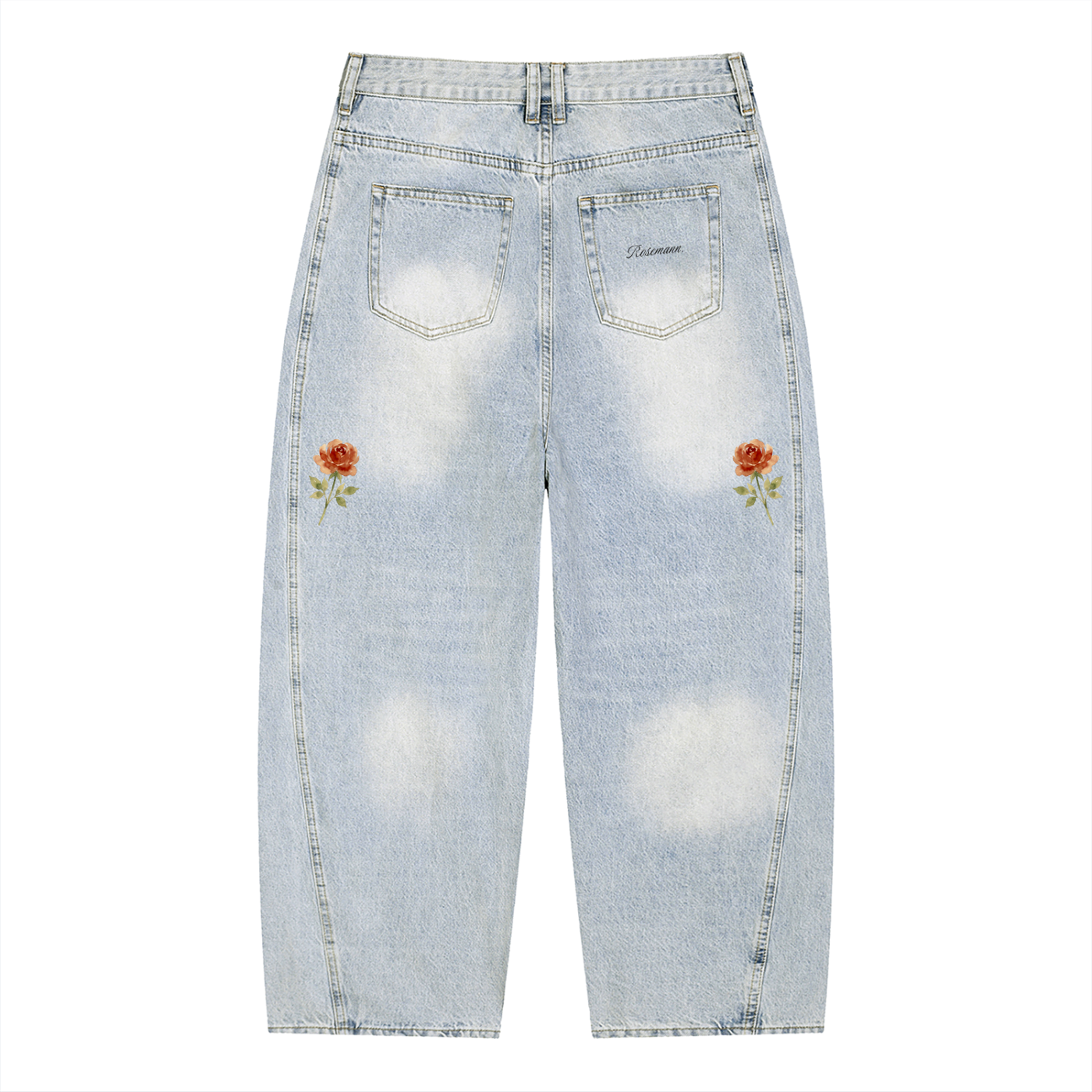 Twin Roses Barrel Leg Jeans